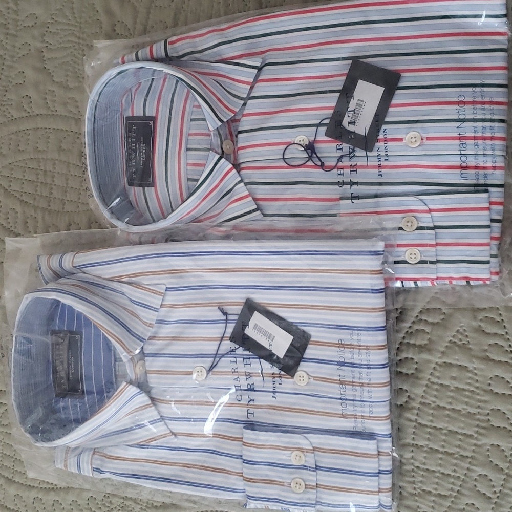 Two Charles Tyrwhitt striped casual shirts